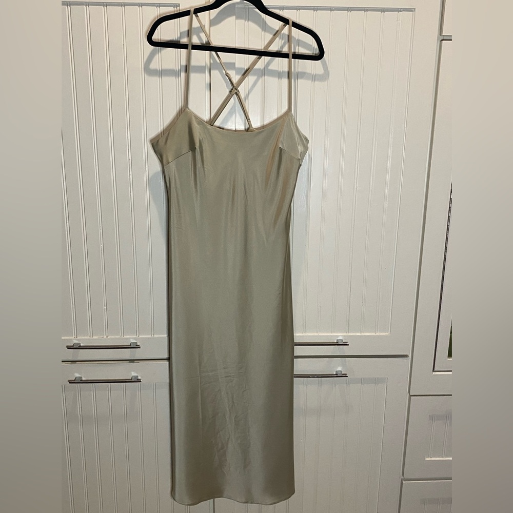 Nasty Gal Collection Sage Satin Slip Maxi Dress - Size 10